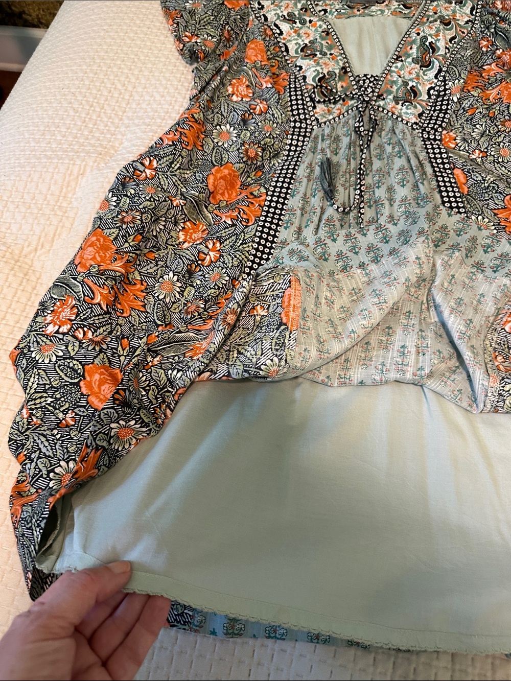 Anthropologie Green, Orange & Black Paisley Dress - Picture 4 of 8